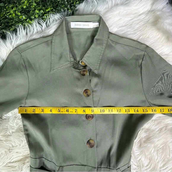 NWOT Anthropologie Bishop + Young  Green Belted wide‎ leg Jumpsuit - Picture 12 of 13